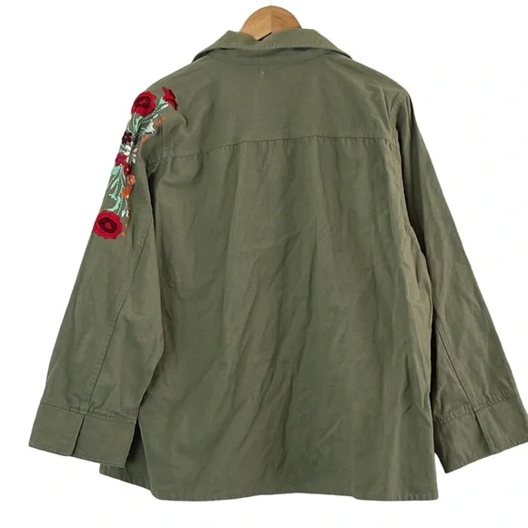 Floriana | Green cotton zip front jacket embroidered details women’s siz… - Picture 6 of 11